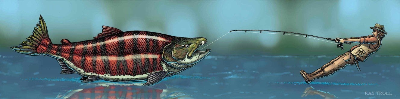 Spike-Tooth Salmon and Fisherman