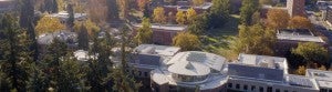 Aerial photo of campus near the Lillis Business Complex Aerial photo of campus near the Lillis Business Complex