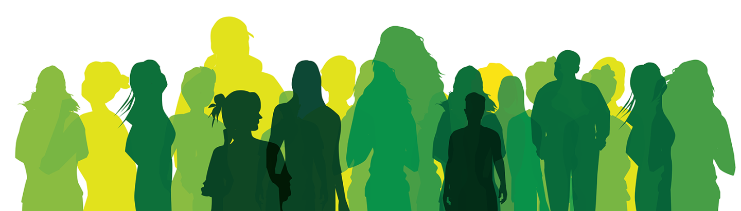 silhouette of diverse group of people