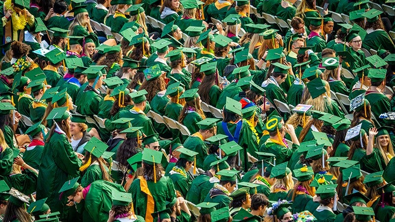 students at graduation ceremony