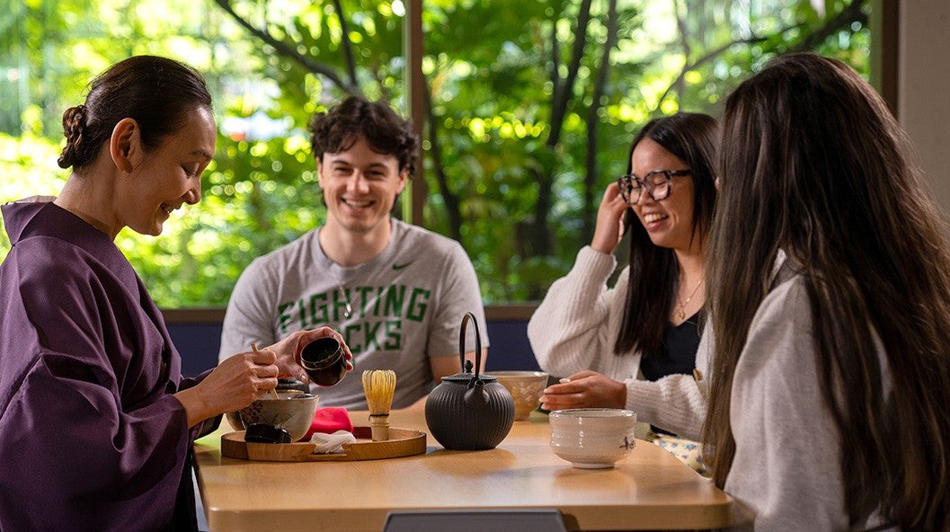 UO students enjoying a Japanese Tea ceremony