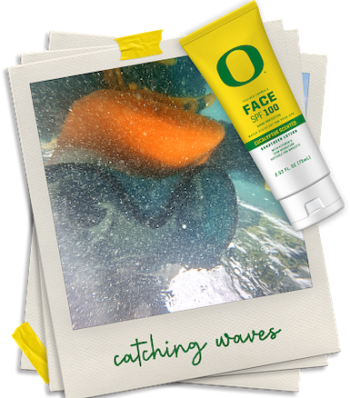 Upside down photo of the Oregon Duck snorkeling underwater