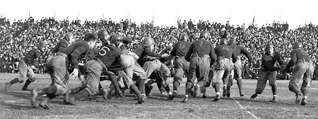 athletes playing football in the 1917 Rose Bowl