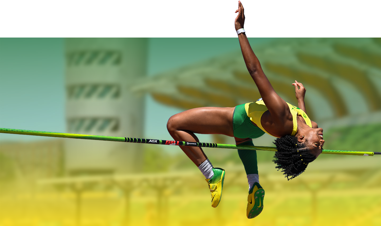 a high jump athlete going over the bar