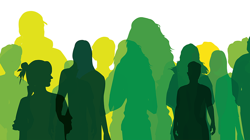 silhouette of diverse group of people
