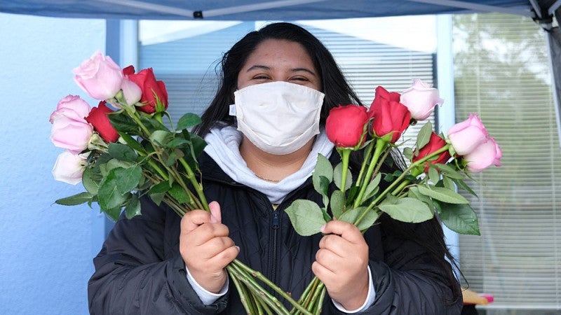 student worker at covid testing site