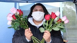 student worker at covid testing site