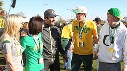 Ty Burrell with fans at a Ducks event