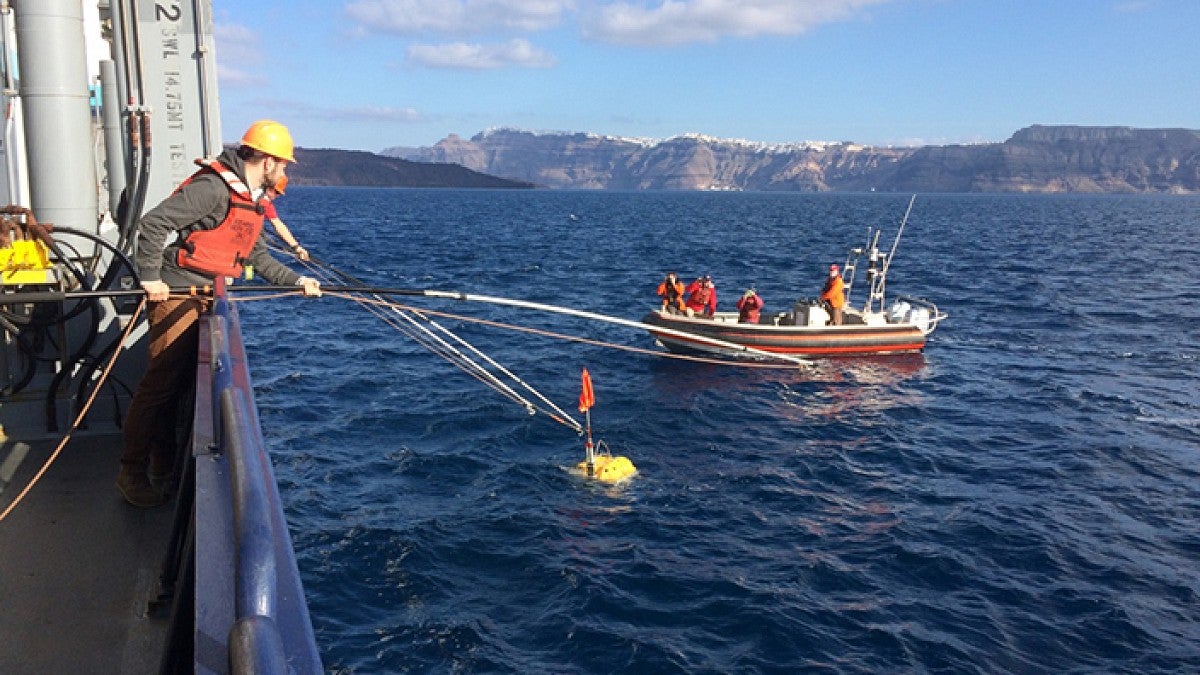 Researchers on a boat