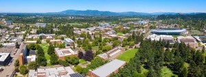 Aerial view of the University of Oregon campus