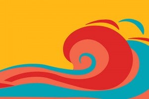 Illustration of a wave over a yellow background