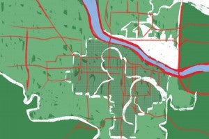 Illustration of a map of Eugene, OR