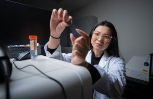 student in lab