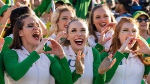 Girls cheering during the game